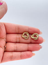 Load image into Gallery viewer, 18k Gold Filled Open Loose Flat Herringbone love Knot Stud