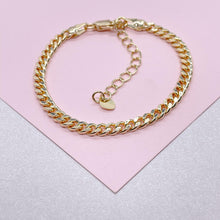 Load image into Gallery viewer, 18k Gold Filled 4mm Cuban Link Chain Bracelet, Gold Curb Chain Bracelet, Miami Cuban Bracelet, Cuban Chain Bracelet Women, Gold Bracelet