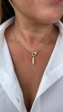Load image into Gallery viewer, 18k Gold Filled Starburst Specialty Chain Choker with CZ Clasp and Bullet Charm