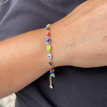 Load image into Gallery viewer, 18k Gold Filled Colorful Evil Eye Bracelet
