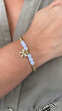 Load image into Gallery viewer, 18k Gold Filled Elastic Classic 4mm Gold and Pearl Beaded Bracelet with CZ Pave Bow