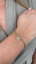 Load image into Gallery viewer, 18k Gold Filled Elastic Classic 4mm Beaded Bracelet with CZ Dainty Bow
