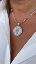 Load image into Gallery viewer, Silver Filled CZ Pave Zirconia Open Wings Angel Pendant Medal