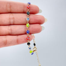 Load image into Gallery viewer, 18k Gold Filled Colorful Evil Eye Bracelet