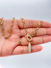 Load image into Gallery viewer, 18k Gold Filled Starburst Specialty Chain Choker with CZ Clasp and Bullet Charm