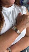 Load image into Gallery viewer, 18k Gold Filled Tri-Color Wire Layered Bangle Cuff Bracelets