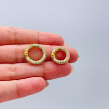 Load image into Gallery viewer, 18k Gold Filled Large Circle CZ Carabiner Clasp, for Jewelry making, Jewelry supplies