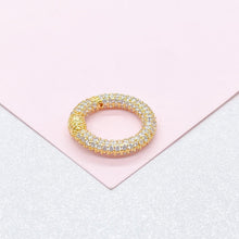 Load image into Gallery viewer, 18k Gold Filled Large Circle CZ Carabiner Clasp, for Jewelry making, Jewelry supplies