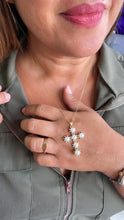 Load image into Gallery viewer, 18k Gold Filled Faux All Around CZ Pearl Style Cross Pendant