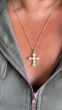 Load image into Gallery viewer, 18k Gold Filled Faux all around Pearl Style Cross Pendant