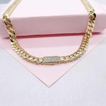 Load image into Gallery viewer, 14k Gold Filled Monaco Link Chain Necklace or Bracelet: CZ Pave Clasp