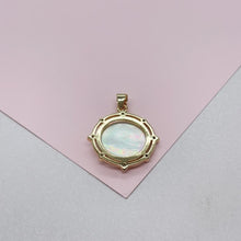 Load image into Gallery viewer, 18k Gold Filled Virgin Mary Mother of Pearl CZ Medallion
