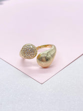 Load image into Gallery viewer, 18k Gold-filled Adjustable Dual Wire Textured Ring With CZ Stones