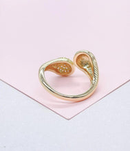 Load image into Gallery viewer, 18k Gold-filled Adjustable Dual Wire Textured Ring With CZ Stones