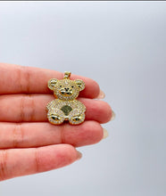 Load image into Gallery viewer, 18k Gold Filled Flat, and Puffy CZ Bear Pendant Charm For Jewellery Making Or Necklace