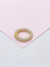 Load image into Gallery viewer, 18k Gold Filled Large Circle CZ Carabiner Clasp, for Jewelry making, Jewelry supplies