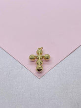 Load image into Gallery viewer, 18k Gold Filled Faux XL Puffy Pearl Style Cross Pendant