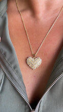 Load image into Gallery viewer, 18k Gold Filled Puffy Heart Crowned with Pearl Beads