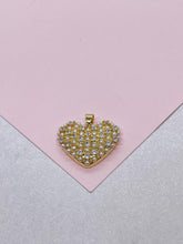 Load image into Gallery viewer, 18k Gold Filled Puffy Heart Crowned with Pearl Beads