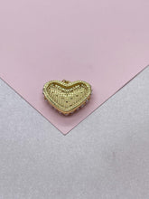 Load image into Gallery viewer, 18k Gold Filled Puffy Heart Crowned with Pearl Beads