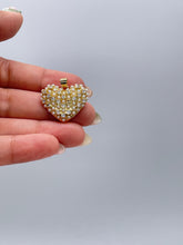Load image into Gallery viewer, 18k Gold Filled Puffy Heart Crowned with Pearl Beads