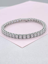 Load image into Gallery viewer, 18k Gold Filled 5mm Princess Cut CZ Tennis Bracelet