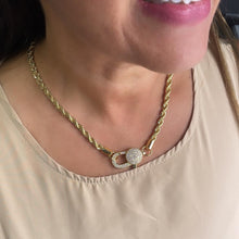 Load image into Gallery viewer, 18k Gold Filled 5mm Thick Rope Choker Necklace featuring Large Pave Micro Zirconia Lobster Clasp