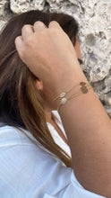 Load image into Gallery viewer, 18k Gold Filled 3 in 1 Curb Link Bracelet with Leaf charms