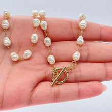 Load image into Gallery viewer, 18k Gold Filled Natural Shaped 6mm Faux Beaded Pearl Toggle Choker