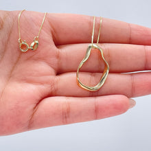 Load image into Gallery viewer, 18k Gold Filled Irregular Oval Necklace Pendant and Earrings, Boho Shape Set