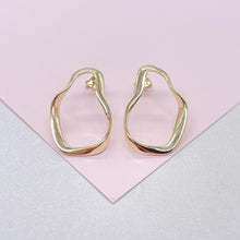 Load image into Gallery viewer, 18k Gold Filled Irregular Oval Necklace Pendant and Earrings, Boho Shape Set