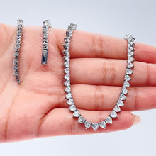 Load image into Gallery viewer, Silver Filled 5mm Heart Shaped Tennis Necklace with Bayonet Clasp