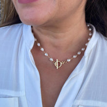 Load image into Gallery viewer, 18k Gold Filled Natural Shaped 6mm Faux Beaded Pearl Toggle Choker