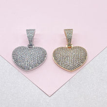 Load image into Gallery viewer, 18k Gold Filled CZ Big Heart Puffy Pendant, Available in Gold and Silver
