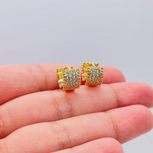 Load image into Gallery viewer, 18k Gold Filled Wide Bead Engraved CZ Huggie Hoops