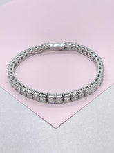 Load image into Gallery viewer, 18k Gold Filled 5mm Princess Cut CZ Tennis Bracelet