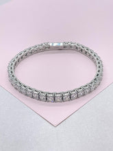 Load image into Gallery viewer, 18k Gold Filled 5mm Princess Cut CZ Tennis Bracelet