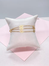 Load image into Gallery viewer, 18k Gold Filled 3 in 1 Curb Link Bracelet with Leaf charms