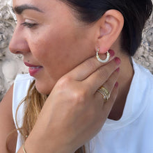 Load image into Gallery viewer, 18k Gold Filled Small One-sided cz Hoop Earring