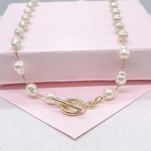 Load image into Gallery viewer, 18k Gold Filled Natural Shaped 6mm Faux Beaded Pearl Toggle Choker
