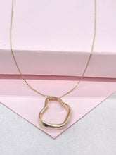 Load image into Gallery viewer, 18k Gold Filled Irregular Oval Necklace Pendant and Earrings, Boho Shape Set