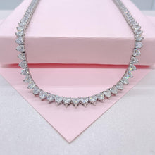 Load image into Gallery viewer, Silver Filled 5mm Heart Shaped Tennis Necklace with Bayonet Clasp