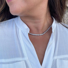 Load image into Gallery viewer, Silver Filled 5mm Heart Shaped Tennis Necklace with Bayonet Clasp