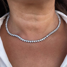 Load image into Gallery viewer, Silver Filled 5mm Heart Shaped Tennis Necklace with Bayonet Clasp