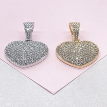 Load image into Gallery viewer, 18k Gold Filled CZ Big Heart Puffy Pendant, Available in Gold and Silver