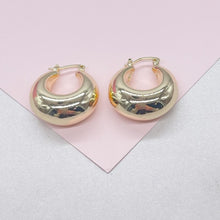Load image into Gallery viewer, 18k Gold Filled Chunky Puffy Smooth Dome Hoop Earring