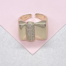 Load image into Gallery viewer, 18k Gold Filled Adjustable Square Dome With Puffy CZ Band