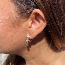 Load image into Gallery viewer, 18k Gold Filled CZ Link Design Huggie with Heart Charm