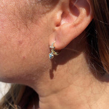 Load image into Gallery viewer, 18k Gold Filled CZ Link Design Huggie with Heart Charm