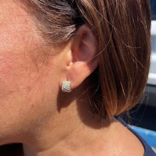 Load image into Gallery viewer, 18k Gold Filled Wide Bead Engraved CZ Huggie Hoops